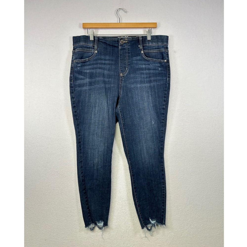 Terra Sky Womens Size 0X 14W Dark Wash Skinny Jeans Frayed Hem